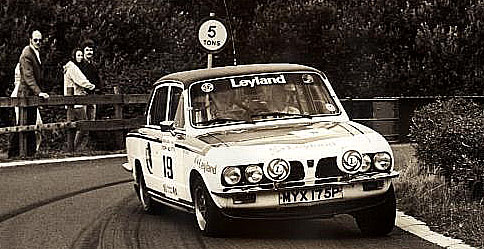 Sepia toned photo of rally car