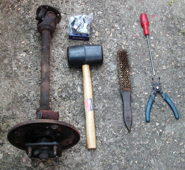 tools lying on a concrete background